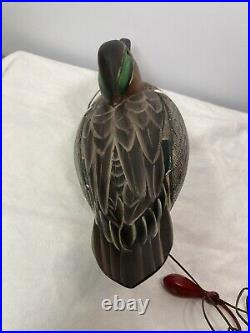 Ron Rue Green Winged Teal Hand Carved Wooden Duck Decoy Dorchester Co. Maryland