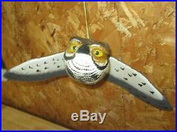 Screech Owl Wood Carving Casey's Flyers Birds of Prey Decoy Casey Edwards