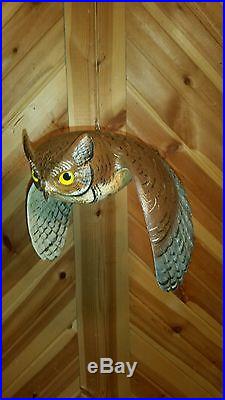 Screech owl, duck decoy, flying carved owl by Casey Edwards