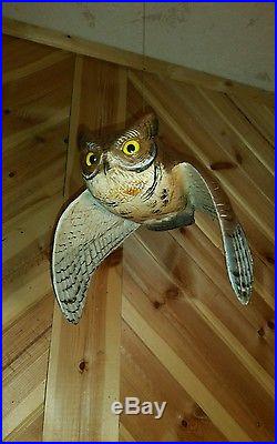 Screech owl, duck decoy, flying carved owl by Casey Edwards