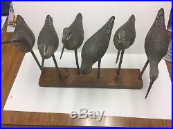 Set Of 6 Yellowlegs Decoys Carved By Dave Rhodes