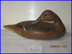 Signed Hollow Carved Sleeper Hen Duck Decoy
