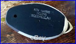 Signed Ken Harris Original Vintage Wood Duck Decoy Woodville NY 1968