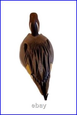 Signed! VAL BENNETT Vintage 1986 Bronze Enamel Pintail Drake Duck Decoy Figurine