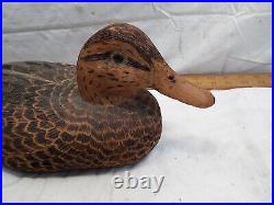 Signed Vintage Mallard Hen Duck Decoy Model Glass Eye Robert Shenk 1986