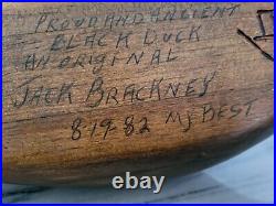 Signed Vintage Original By Jack Brackney Classic Wood Duck Decoy 1982