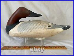 Sleeper Canvas Back Drake Duck Decoy by Capt. Harry Jobes, Signed, Weighted Keel