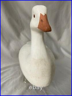 Snow Goose Duck Decoy by Harry V. Shourds, Signed, Wood, Hollow, Weighted