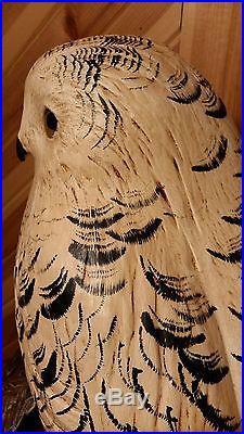 Snowy owl/grouse, duck decoy, wood carving by Casey Edwards