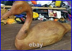 Solid Wood Large 23 Handmade Carved Wooden Duck Swan Decoy with glass eyes Canada