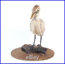 Super Rare Cattle Egret Tom Taber John R Fairfield Vintage Wooden Bird Decoy