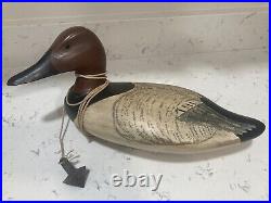 Susquehanna Flats Turned Head Gunner Duck Decoy Wooden Working Canvasback Drake