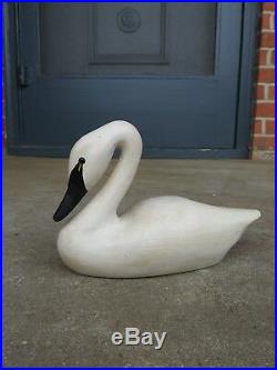 Swan Decoy Wooden Duck Decoy Swan Signed Wood Decoy Bird Decor Gift