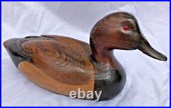 TOM TABER Wooden Carved Art DUCK DECOY Canvasback red eyes