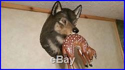 Timber wolf, whitetail fawn, duck decoy, hunting collectible, Casey Edwards