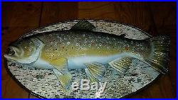 Trophy brown trout, wall mount woodcarving, duck decoy, Casey Edwards