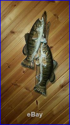 Trophy smallmouth bass carving, duck decoy, fish decoy, Casey Edwards
