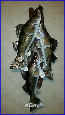 Trophy walleye stringer woodcarving, duck decoy, fish decoy, Casey Edwards