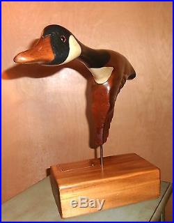 Unique Hand Carved Wood Goose Duck Decoy Sculpture 1984 Gift Office Den