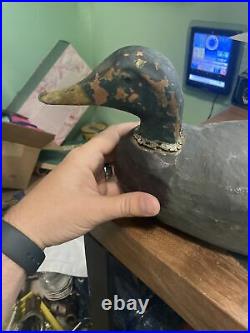 Unknown Carver Vintage Wooden Duck Decoy Illinois River Mallard Copper Head Rare