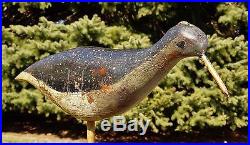 VERY RARE Superb Org Paint 1880 NEW JERSEY DOWITCHER SHOREBIRD Wood Duck Decoy