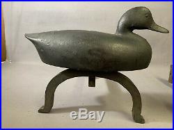 VINTAGE CAST IRON WILDFOWLER DUCK DECOY ANDIRONS/FIRE DOGS LIBERTY FOUNDRY 1960s