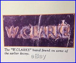Vintage Clark(e) Family Drake Merganser Hollow Duck Decoy Ontario Original Pt