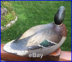 Vintage Mason Factory Slope Breasted Mallard Drake Duck Decoy Hollow Mostly Op