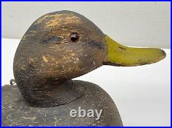 VTG 50's Wooden Duck Decoy Hand Carved 17 Long Glass Eyes Mallard Hen Lifelike