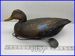 VTG 50's Wooden Duck Decoy Hand Carved 17 Long Glass Eyes Mallard Hen Lifelike