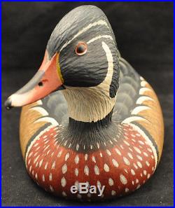 VTG Armand Carney Wood Duck Drake Painted Carved Wood Duck Decoy 1976