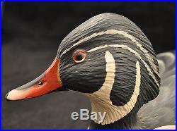 VTG Armand Carney Wood Duck Drake Painted Carved Wood Duck Decoy 1976