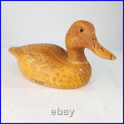 VTG HEN MALLARD By George Tencich Wood Duck Decoy 80s Hand Carved Wooden 1988