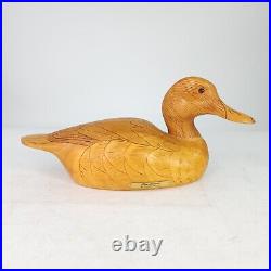 VTG HEN MALLARD By George Tencich Wood Duck Decoy 80s Hand Carved Wooden 1988