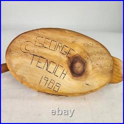 VTG HEN MALLARD By George Tencich Wood Duck Decoy 80s Hand Carved Wooden 1988