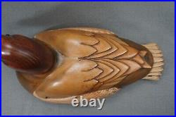 + VTG RARE! Tom Taber EXTRA LARGE 19 Handmade/Painted Glass-Eyed Duck Decoy +