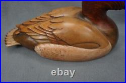 + VTG RARE! Tom Taber EXTRA LARGE 19 Handmade/Painted Glass-Eyed Duck Decoy +