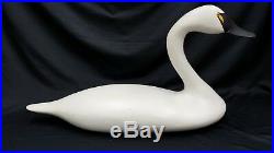 Very Large Hand Carved Solid Wood White Swan Decoy by Capt. Harry Jobes