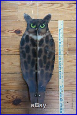 Very Rare Antique Vintage Metal Two-Faced Dewey Outing Owl Decoy, Original Paint