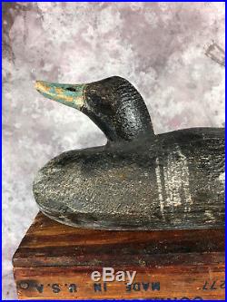 Very Rare Oscar Peterson Bluebill Duck Decoy Famous Fish Decoy Carver Michigan