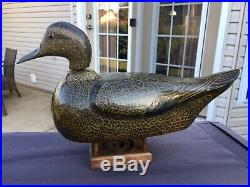 Very Rare Vintage Bernard Ohnmacht Black Duck Decoy Near Mint Indianna Carver