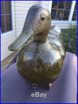 Very Rare Vintage Bernard Ohnmacht Black Duck Decoy Near Mint Indianna Carver