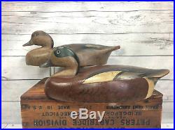Very Rare Wildfowler Decoys Old Saybrook Conn Rigmate Hollow Widgeon Pair Stamp