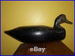 Vintage 1930s Carl Lewis Ocean City NJ Black Duck Decoy Beautiful Scratch Paint
