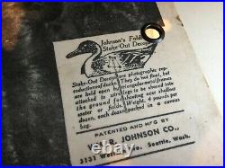 Vintage 1940s Johnson's 9 Large Waterproof Folding Goose Decoy w Metal Stakes