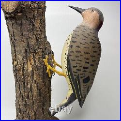 Vintage 1972 Hand-Carved Hand-Painted Northern Flicker Solid Wood Bird Decoy