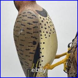 Vintage 1972 Hand-Carved Hand-Painted Northern Flicker Solid Wood Bird Decoy