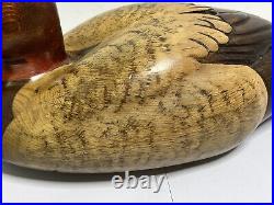 Vintage 1979 Tom Taber Signed Hand Carved Solid Wood Canvasback Duck Decoy