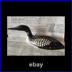 Vintage 1986 Loon Black Wood Duck Decoy, Signed