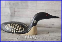 Vintage 1986 Loon Black Wood Duck Decoy, Signed